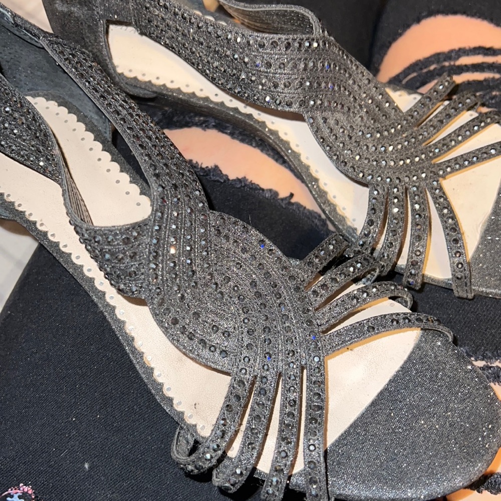 Sparkly Black Heeled Formal Shoes